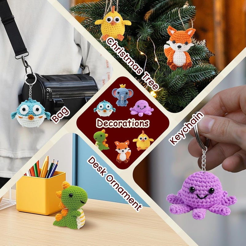 Allaugh Crochet Kit for Beginners Kids: 6pcs Cute Animal Crochet Set Knitting Gift for 8-12 Year Old - Easy to Learn with Step-by-Step Video Tutorials Hook Yarn for Crocheting - DIY Birthday Presents - Image 5